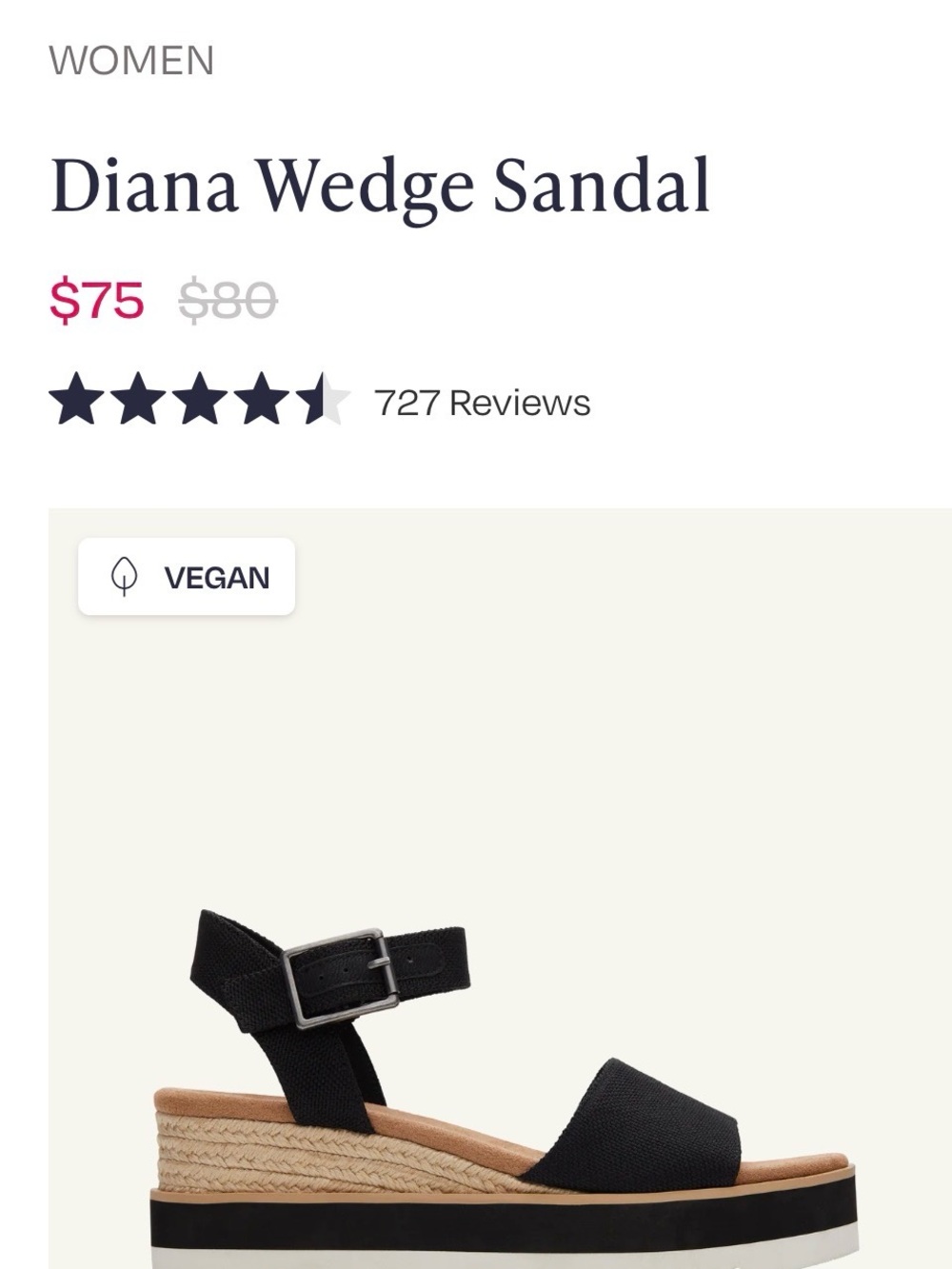 Toms Diana Wedge Sandal - Black